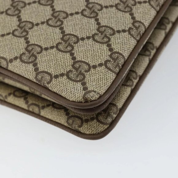 GUCCI GG Supreme Web Sherry Line Bag PVC Beige Gold 14 02 013 Auth 144420 - Picture 4 of 16